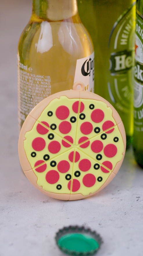 Pizza bottle opener sticking to fridge – magnetic and fun kitchen tool